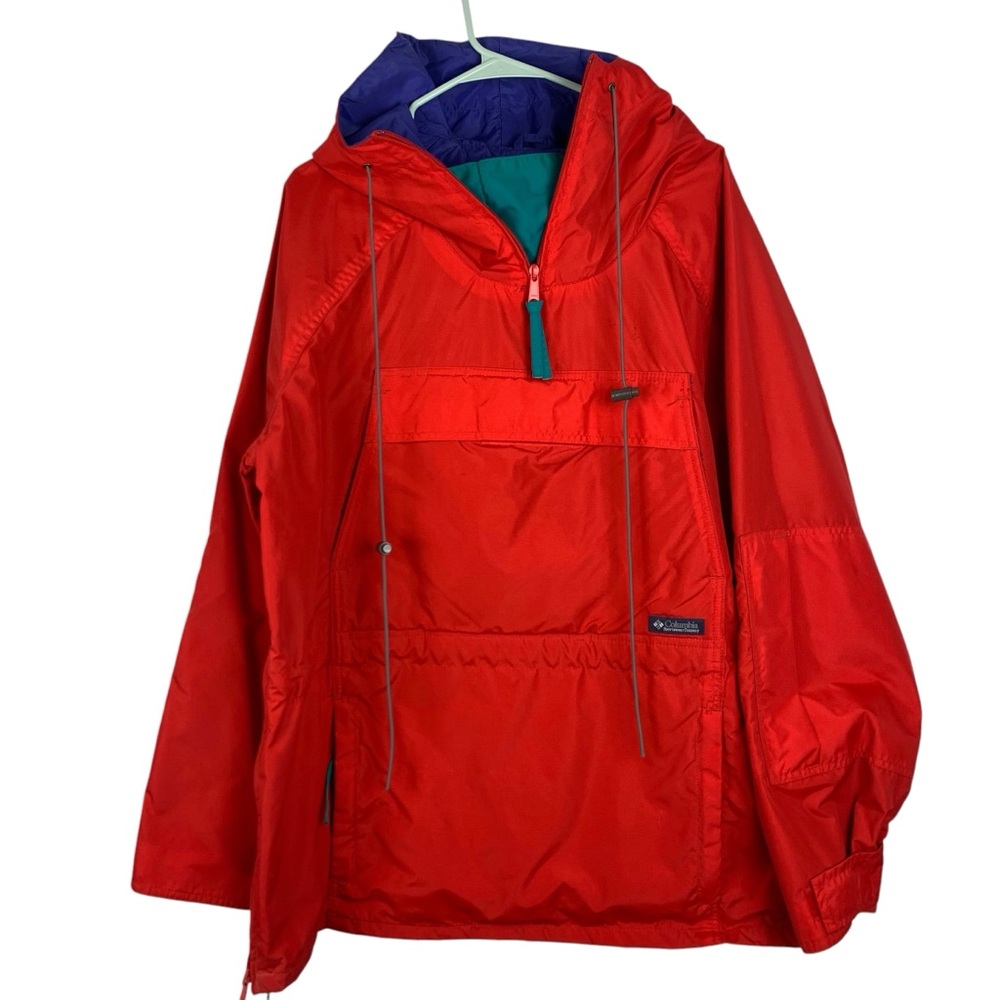 Vintage 80s 90s Red Columbia Grand Cache Anorak Parka Hooded Pullover Size L